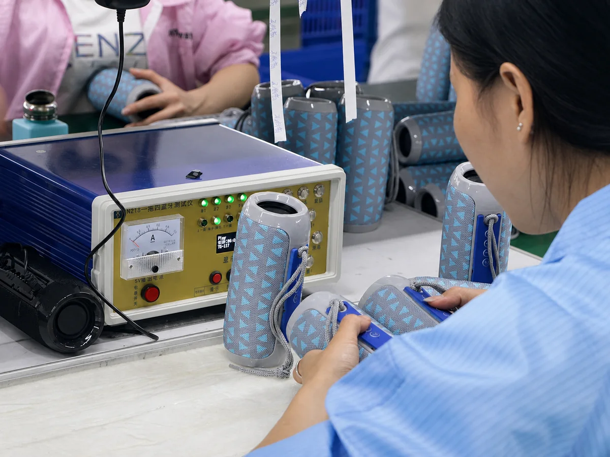 T&G Bluetooth speaker functional quality testing before shipment